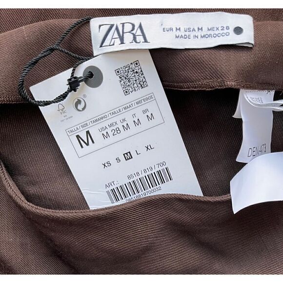 NWT Zara Limited Edition Linen Blend Draped High Waist Midaxi Skirt in Brown - Picture 11 of 13